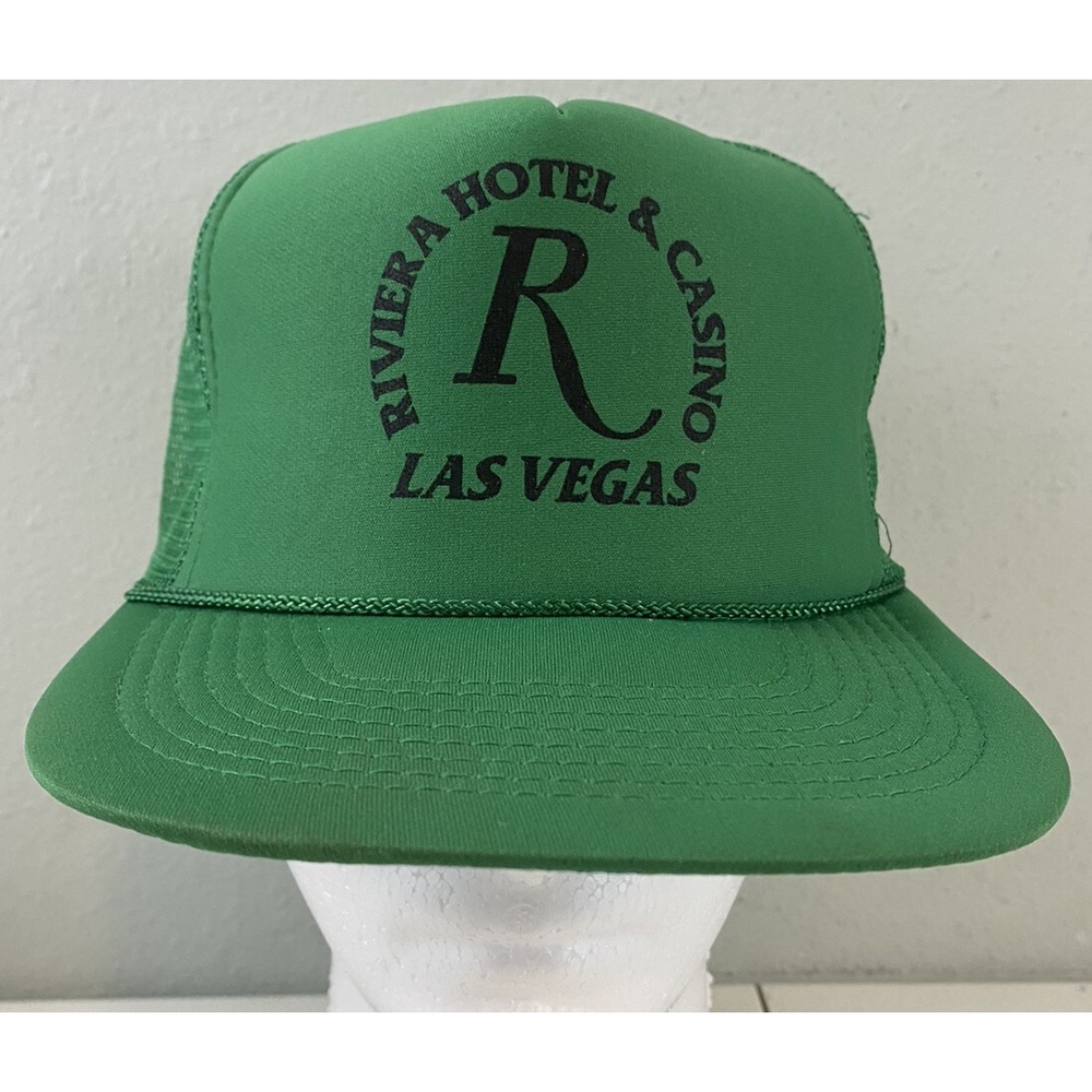 Riviera Hotel Casino Las Vegas Vintage Mesh Foam Snapback Trucker Hat Green